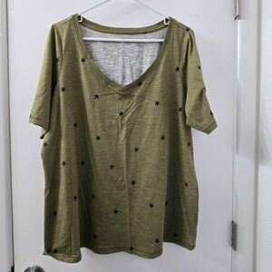 Lane Bryant Olive Green Star Print Women's Top